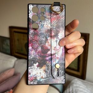 For Samsung Galaxy S22 ultra phone case with wrist strap kickstand keychain ring